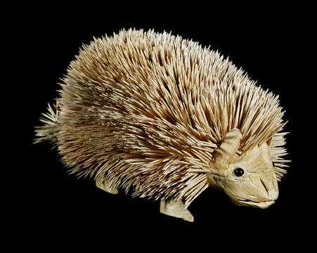 Porcupine, wood and toothpicks, Wesley Merritt, Mount Pleasant, Michigan, 1990s