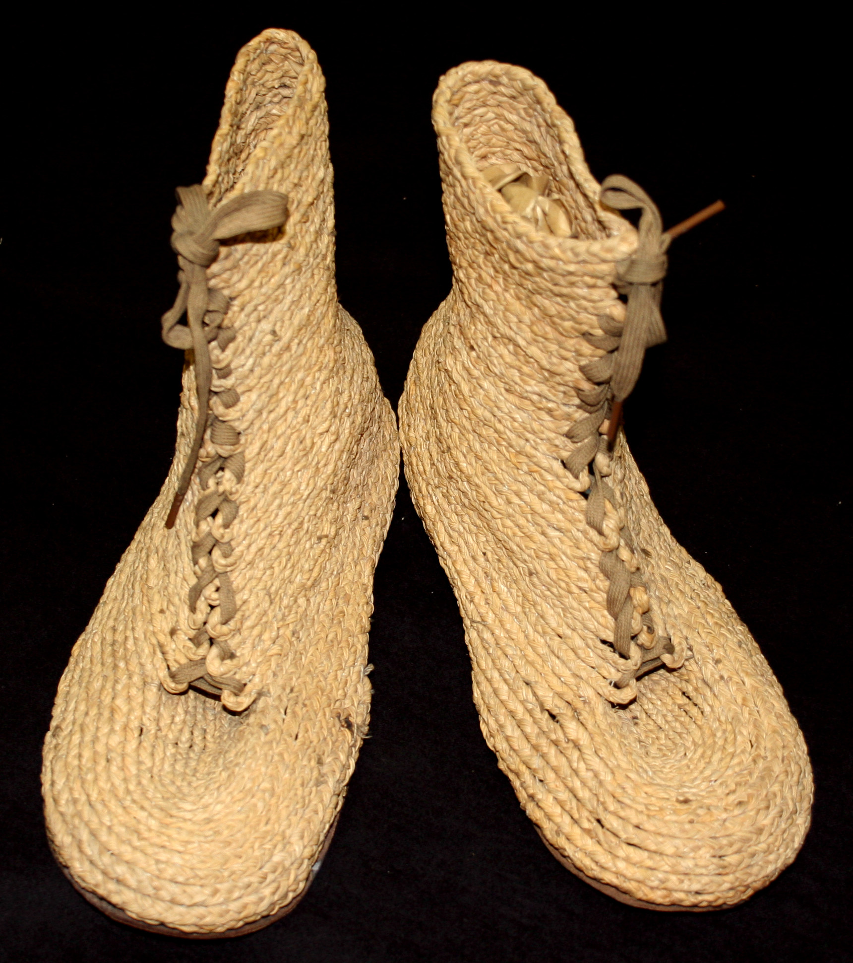 Woven corn husk shoes made at Tuskegee Institute, 1913