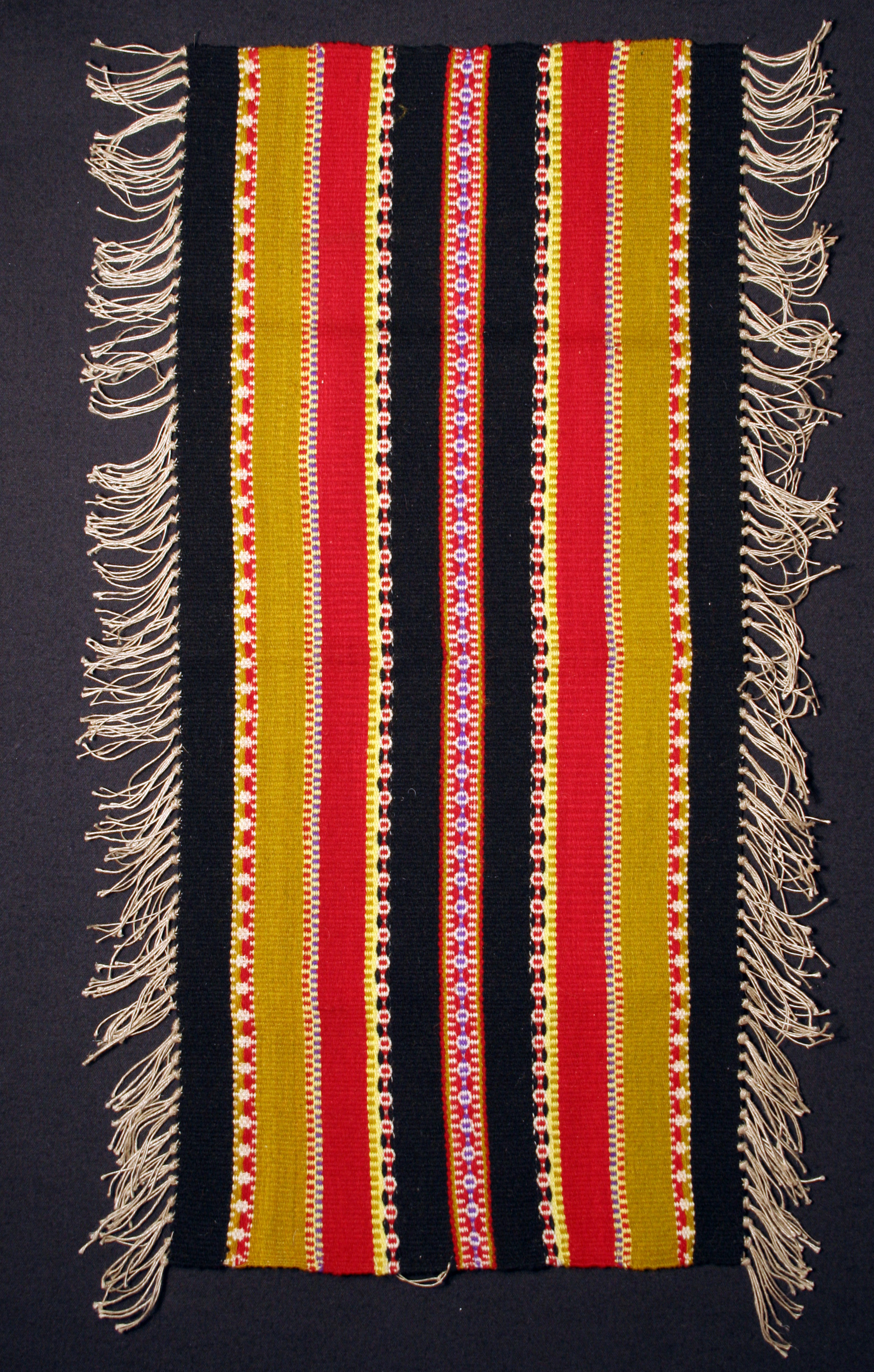 Wool and linen "serwietka" or table runner, Kurpie Region, Poland, 1976