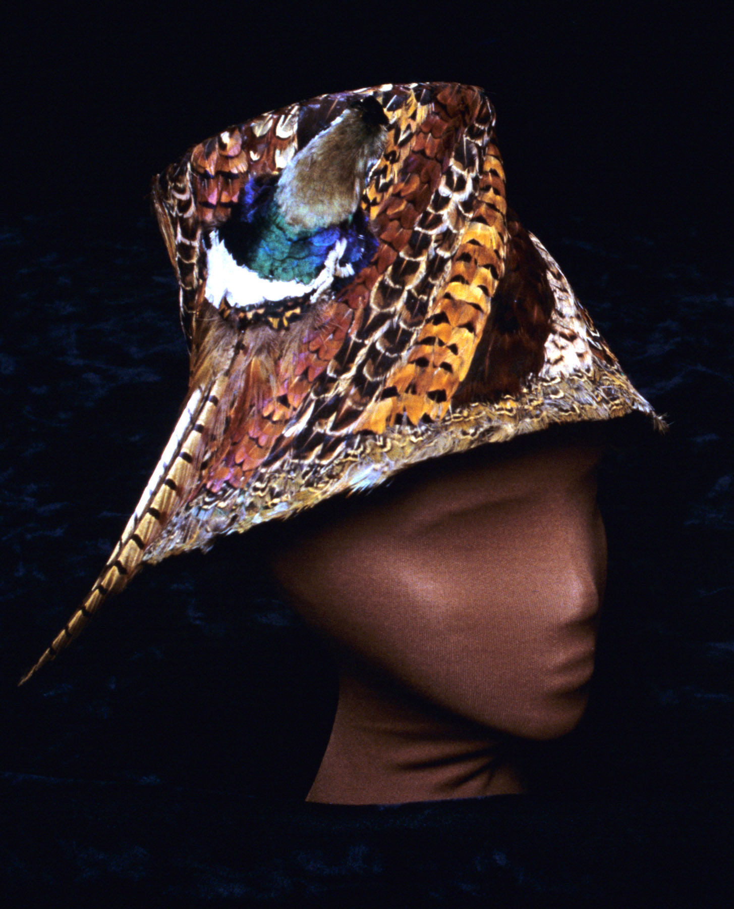 Ladies hat made from pheasant feathers, American, c. 1950